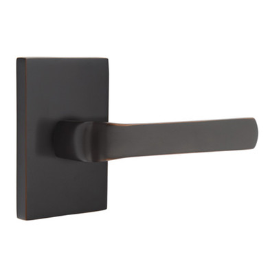 Emtek 5052-SPN-US10B Spencer Door Lever Dummy Set With Modern Rectangular Rosette Oil Rubbed Bronze