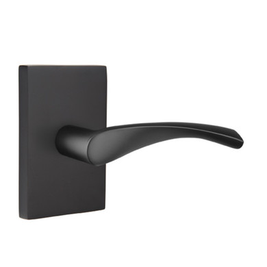 Emtek 5112-TRT-US19 Triton Door Lever Passage Set With Modern Rectangular Rosette Flat Black