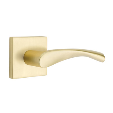 Emtek 5210-TRT-US4 Triton Door Lever Privacy Set With Square Rosette Satin Brass