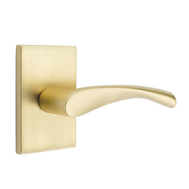 Emtek 5212-TRT-US4 Triton Door Lever Privacy Set With Modern Rectangular Rosette Satin Brass