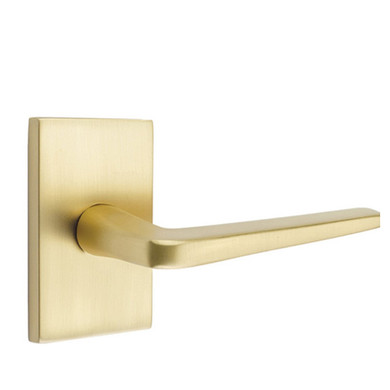 Emtek 5052-ATN-US4 Athena Door Lever Dummy Set With Modern Rectangular Rosette Satin Brass