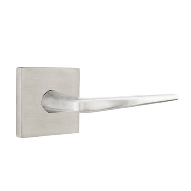 Emtek S20003-AT-SS Athena Door Lever Privacy Set With Stainless Steel Square Rosette Brushed Stainless Steel