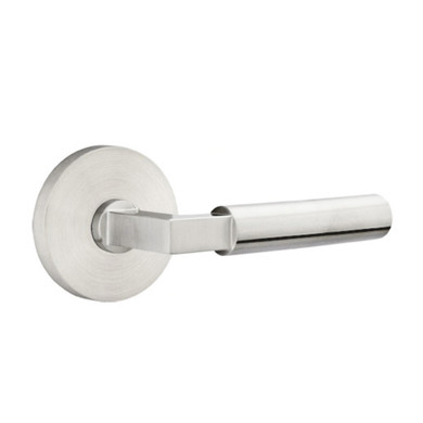 Emtek S20002-HS-SS Hercules Door Lever Privacy Set With Stainless Steel Disk Rosette Brushed Stainless Steel