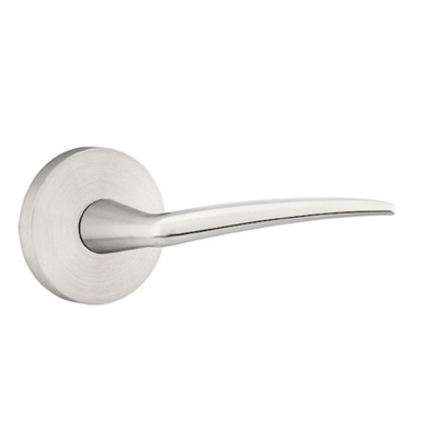 Emtek S20002-PO-SS Poseidon Door Lever Privacy Set With Stainless Steel Disk Rosette Brushed Stainless Steel