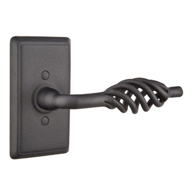Emtek 7053-L-FBS Lafayette Door Lever Dummy Set With Wrought Steel #3 Rosette Flat Black Steel