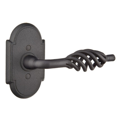 Emtek 7101-L-FBS Lafayette Door Lever Passage Set With Wrought Steel #1 Rosette Flat Black Steel