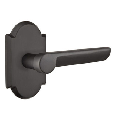 Emtek 7208-AR-FB Aurora Sandcast Bronze Door Lever Privacy Set With #1 Rosette Flat Black Bronze