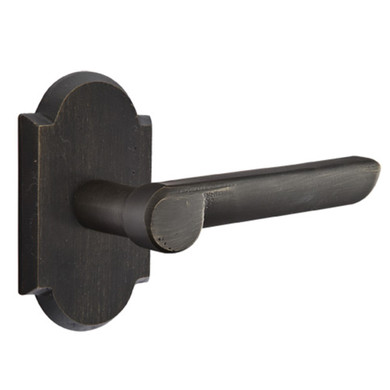 Emtek 7208-AR-MB Aurora Sandcast Bronze Door Lever Privacy Set With #1 Rosette Medium Bronze