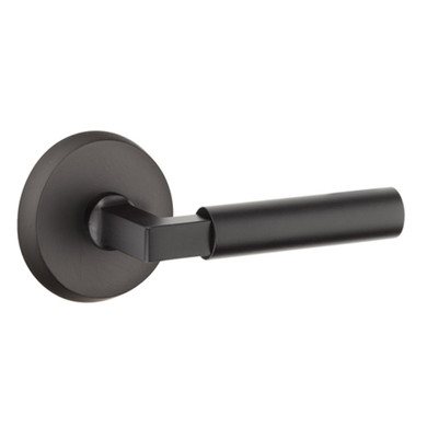 Emtek 7106-BR-FB Bryce Sandcast Bronze Door Lever Passage Set With #2 Rosette Flat Black Bronze