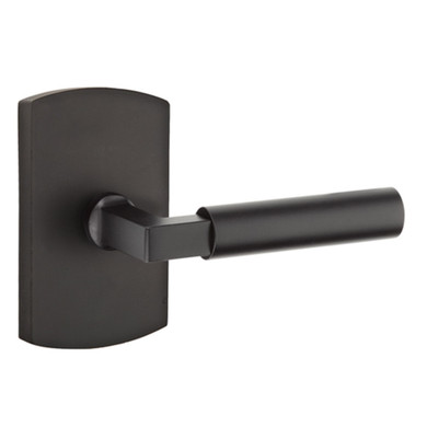 Emtek 7200-BR-FB Bryce Sandcast Bronze Door Lever Privacy Set With #4 Rosette Flat Black Bronze