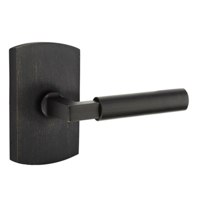 Emtek 7200-BR-MB Bryce Sandcast Bronze Door Lever Privacy Set With #4 Rosette Medium Bronze