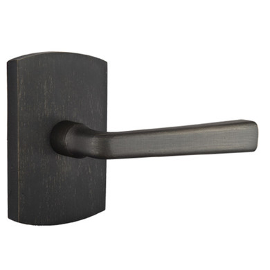 Emtek 7200-CR-MB Cimarron Sandcast Bronze Door Lever Privacy Set With #4 Rosette Medium Bronze