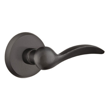 Emtek 7206-D-FB Durango Sandcast Bronze Door Lever Privacy Set With #2 Rosette Flat Black Bronze