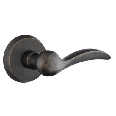 Emtek 7206-D-MB Durango Sandcast Bronze Door Lever Privacy Set With #2 Rosette Medium Bronze