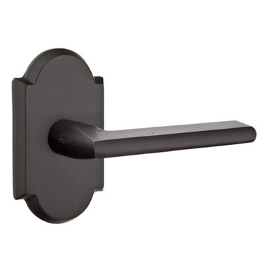 Emtek 7108-LR-FB Lariat Sandcast Bronze Door Lever Passage Set With #1 Rosette Flat Black Bronze