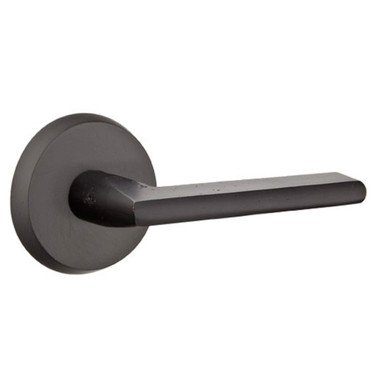 Emtek 7206-LR-FB Lariat Sandcast Bronze Door Lever Privacy Set With #2 Rosette Flat Black Bronze