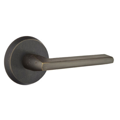 Emtek 7206-LR-MB Lariat Sandcast Bronze Door Lever Privacy Set With #2 Rosette Medium Bronze