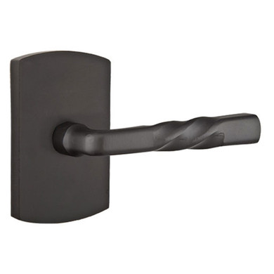 Emtek 7200-MT-FB Montrose Sandcast Bronze Door Lever Privacy Set With #4 Rosette Flat Black Bronze