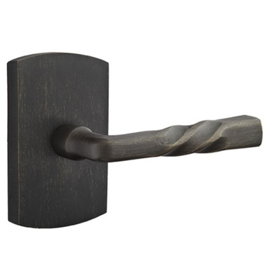 Emtek 7200-MT-MB Montrose Sandcast Bronze Door Lever Privacy Set With #4 Rosette Medium Bronze