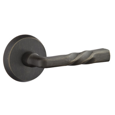 Emtek 7206-MT-MB Montrose Sandcast Bronze Door Lever Privacy Set With #2 Rosette Medium Bronze