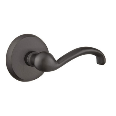 Emtek 7106-TT-FB Teton Sandcast Bronze Door Lever Passage Set With #2 Rosette Flat Black Bronze
