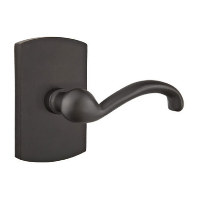 Emtek 7200-TT-FB Teton Sandcast Bronze Door Lever Privacy Set With #4 Rosette Flat Black Bronze