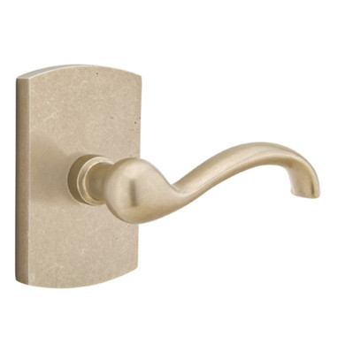 Emtek 7200-TT-TWB Teton Sandcast Bronze Door Lever Privacy Set With #4 Rosette Tumbled White Bronze
