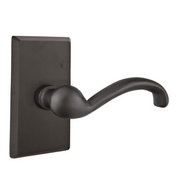 Emtek 7204-TT-FB Teton Sandcast Bronze Door Lever Privacy Set With #3 Rosette Flat Black Bronze