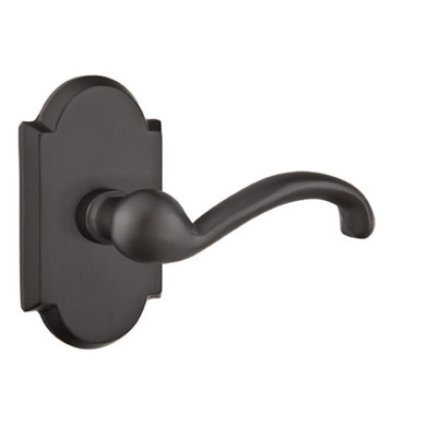 Emtek 7208-TT-FB Teton Sandcast Bronze Door Lever Privacy Set With #1 Rosette Flat Black Bronze
