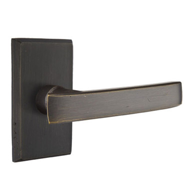 Emtek 7204-YM-MB Yuma Sandcast Bronze Door Lever Privacy Set With #3 Rosette Medium Bronze