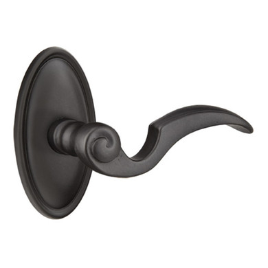Emtek 72014-NA-FB Napoli Lost Wax Door Lever Privacy Set With #14 Rosette Flat Black Bronze