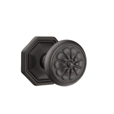 Emtek 70515-PT-FB Petal Lost Wax Door Knob Dummy Set With #15 Rosette Flat Black Bronze