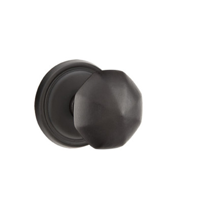 Emtek 72012-OCK-FB Octagon Lost Wax Door Knob Privacy Set With #12 Rosette Flat Black Bronze