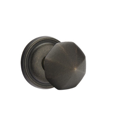 Emtek 72012-OCK-MB Octagon Lost Wax Door Knob Privacy Set With #12 Rosette Medium Bronze