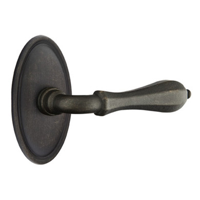 Emtek 72014-OCL-MB Octagon Lost Wax Door Lever Privacy Set With #14 Rosette Medium Bronze