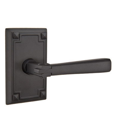 Emtek 5055-AC-US19 Arts & Crafts Door Lever Dummy Set With Arts & Crafts Rosette Flat Black