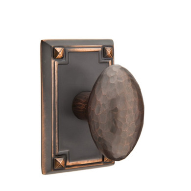 Emtek 5105-HE-US10B Hammered Egg Door Knob Passage Set With Arts & Crafts Rosette Oil Rubbed Bronze