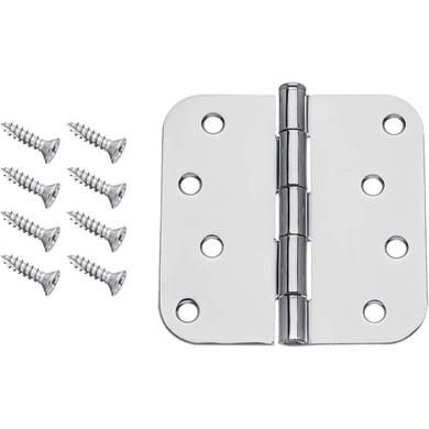 Dynasty Hardware 4" Door Hinges 5/8" Radius Corner, Polished Chrome
