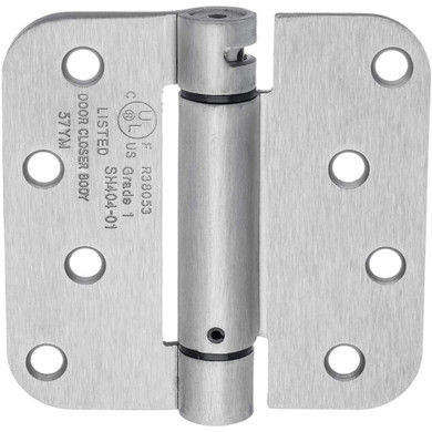 Dynasty Hardware 4" x 4" Mortise Spring Hinge with 5/8" Radius Corners, Satin Nickel - Pack Of 2 Hinges