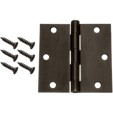 Dynasty Hardware 3-1/2" Door Hinges Square Corner, Oil Rubbed Bronze,