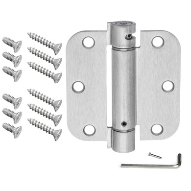 Dynasty Hardware 3-1/2" x 3-1/2" Mortise Spring Hinge with 5/8" Radius Corners, Satin Nickel - Pack Of 2 Hinges