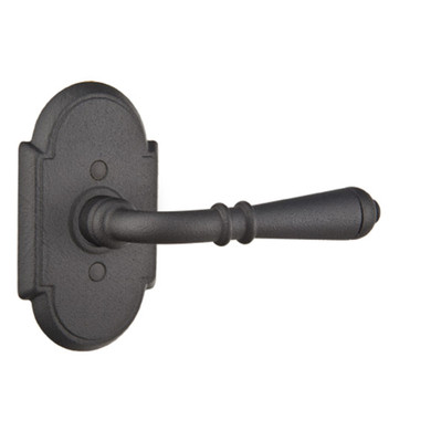 Emtek 7101-N-FBS Normandy Door Lever Passage Set With Wrought Steel #1 Rosette Flat Black Steel
