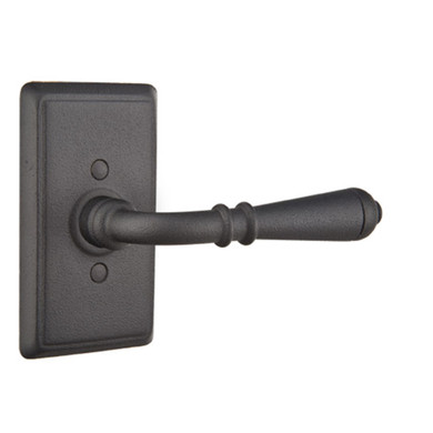 Emtek 7203-N-FBS Normandy Door Lever Privacy Set With Wrought Steel #3 Rosette Flat Black Steel