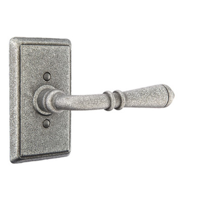 Emtek 7203-N-SWS Normandy Door Lever Privacy Set With Wrought Steel #3 Rosette Satin Steel