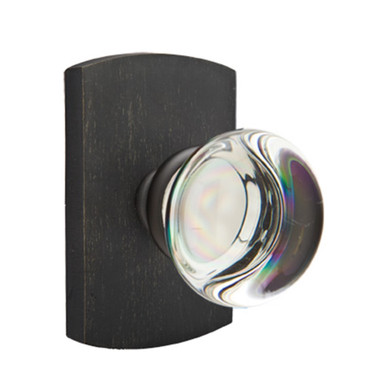 Emtek 7050-PC-MB Providence Crystal Door Knob Dummy Set With Sandcast Bronze #4 Rosette Medium Bronze