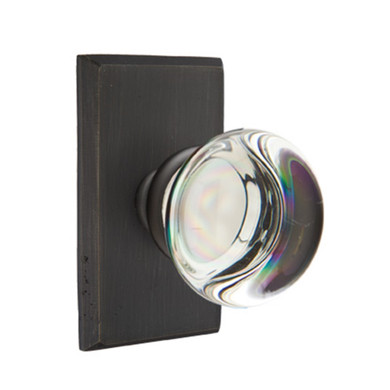 Emtek 7054-PC-MB Providence Crystal Door Knob Dummy Set With Sandcast Bronze #3 Rosette Medium Bronze