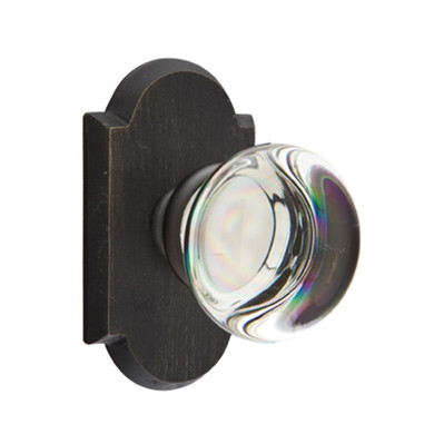 Emtek 7058-PC-MB Providence Crystal Door Knob Dummy Set With Sandcast Bronze #1 Rosette Medium Bronze