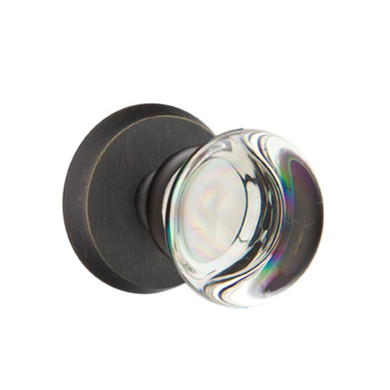 Emtek 7206-PC-MB Providence Crystal Door Knob Privacy Set With Sandcast Bronze #2 Rosette Medium Bronze