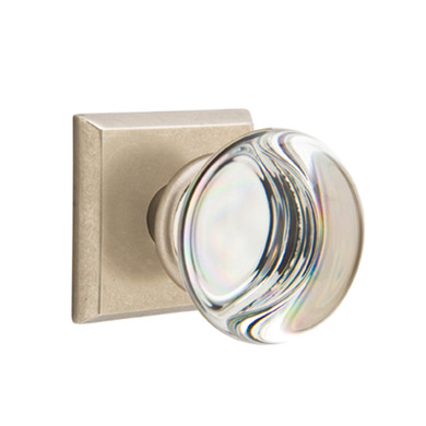 Emtek 7211-PC-TWB Providence Crystal Door Knob Privacy Set With Sandcast Bronze #6 Rosette Tumbled White Bronze