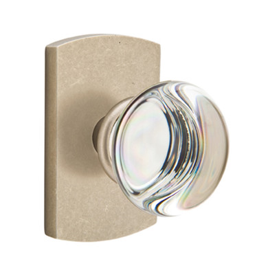 Emtek 7200-PC-TWB Providence Crystal Door Knob Privacy Set With Sandcast Bronze #4 Rosette Tumbled White Bronze